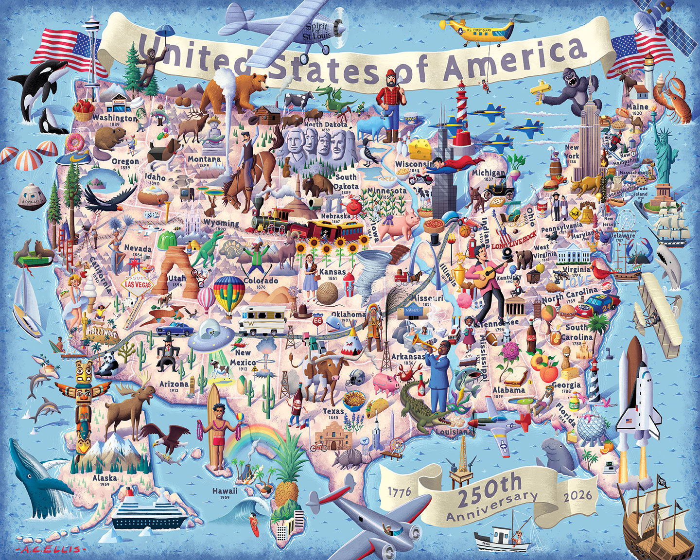 America the Beautiful 250th Anniversary puzzle by Boardwalk Puzzle Company