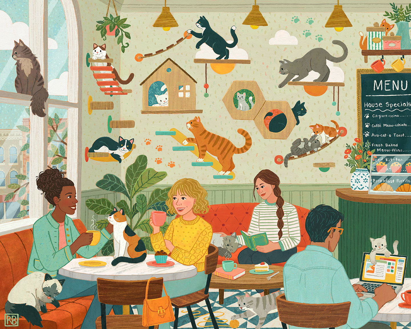 Cat Cafe puzzle by Boardwalk Puzzle Company